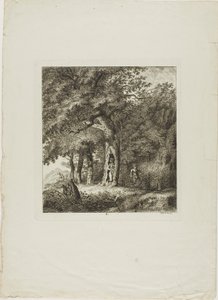 Ninfa escondida en un árbol, lámina ocho de Paysages Dédiés à M. Warelet