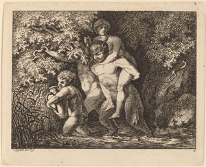 Sátiro llevando una ninfa de Salomon Gessner