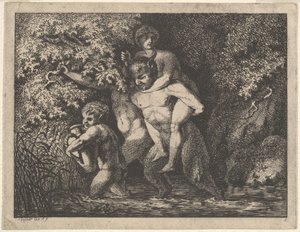 Familia de Sátiros, en movimiento de Salomon Gessner