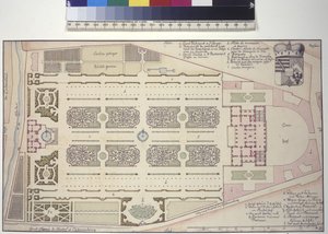 Página completa: Planta del palacio-jardín de Liechtenstein (dibujo a pluma y tinta)