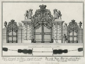 Planta y alzado de la puerta de entrada principal
