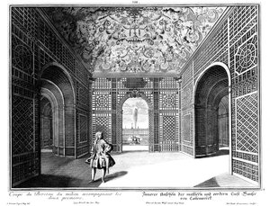 Interior de un pabellón en el "Pequeño Jardín" de Salomon Kleiner
