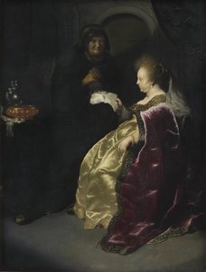 Ester leyendo el decreto de Amán sobre la exterminación de los judíos de Salomon Koninck
