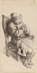 Viejo durmiendo en un sillón de Salomon Koninck