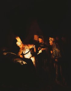 Poncio Pilato negándose a alterar la inscripción para ser colocada en la cruz de Cristo, 1641 de Salomon Koninck
