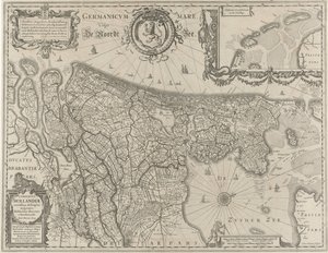 Mapa topográfico de Holanda Comitatus Hollandiae (título sobre el objeto)