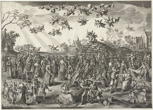 La trampa del matrimonio: alegoría sobre el matrimonio
Imagen del matrimonio bajo la apariencia de un fuyk (título sobre el objeto) de Salomon Savery (attributed to)