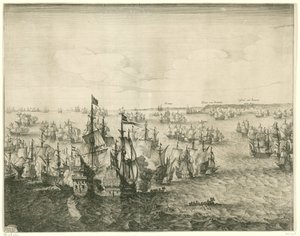 Batalla de Duins (placa izquierda), 1639 de Salomon Savery