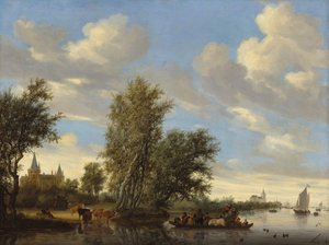 Paisaje fluvial con ferry de Salomon van Ruisdael or Ruysdael