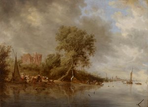 Paisaje fluvial con las ruinas del castillo de Egmond, 1641 de Salomon van Ruisdael or Ruysdael