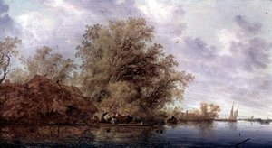 Paisaje fluvial boscoso de Salomon van Ruisdael or Ruysdael