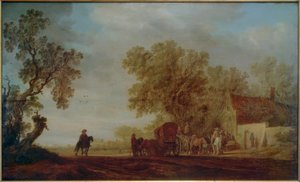 Carretera con taberna y viajeros de Salomon van Ruisdael or Ruysdael