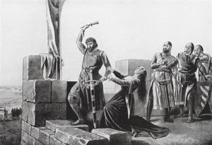 Alonso de Guzman lanza su Daga a Don Juan (litho) de Salvador (after) Martinez Cubells