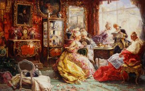 Una tarde en el salón, 1902 de Salvador Sanchez Barbudo