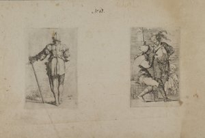 (Serie de figuras) Espalda del hombre con casco, de pie de Salvator Rosa