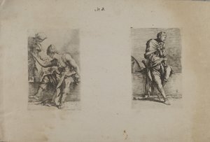 (Serie de figuras) Figura sentada con cabeza puntiaguda de Salvator Rosa