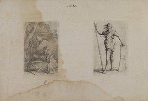 (Serie de figuras) Hombre sentado con casco puntiagudo de Salvator Rosa