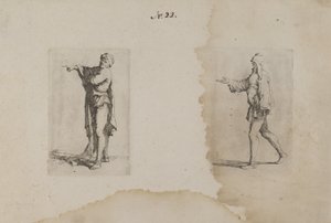 (Serie de figuras) Hombre de pie, señalando a la izquierda de Salvator Rosa