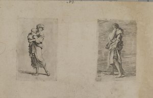(Serie de figuras) Mujer con bebé en brazos de Salvator Rosa