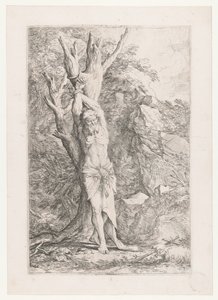 Alberto atado a un árbol de Salvator Rosa