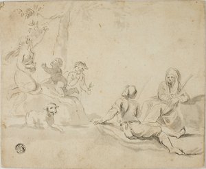 Recolectores de manzanas y pastores en reposo de Salvator Rosa