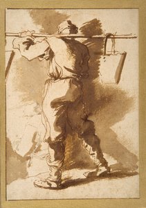 Vista trasera de un aguador, otra figura más allá de él de Salvator Rosa