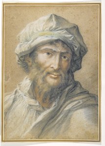 Cabeza de un hombre con barba y turbante
