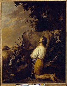 La parábola del hijo pródigo (La parábola del hijo pródigo). Pintura de Salvatore Rosa (1615-1673), óleo sobre lienzo, hacia 1640-1650. arte italiano de Salvator Rosa