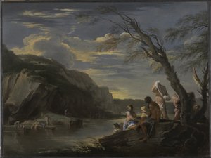 Paisaje con bañistas, c.1660 de Salvator Rosa
