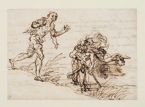 Mercurio y el leñador deshonesto (anverso), c.1655-1659 (pluma y tinta marrón sobre papel verjurado)