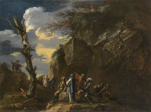 Crucifixión de Polícrates, c.1664 (óleo sobre lienzo) de Salvator Rosa