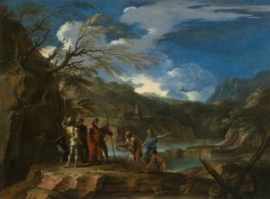 Polícrates y el pescador, c. 1664 de Salvator Rosa