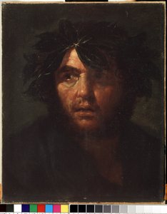 ""Retrato de un hombre con una corona de laurel"" Pintura de Salvator (Salvatore) Rosa (1615-1673) Museo Estatal de Arte M. Ciurlionis, Kaunas