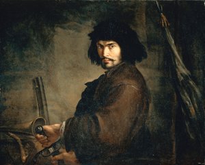 Autorretrato vestido de guerrero de Salvator Rosa