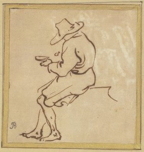 Hombre sentado de perfil hacia la izquierda de Salvator Rosa