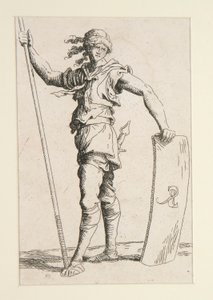 Soldado con Lanza y Escudo de Salvator Rosa