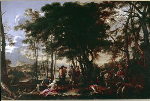 El bosque de los filósofos. Pintura de Salvator Rosa