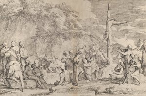 La crucifixión de Polícrates el tirano tras su captura por los persas de Salvator Rosa