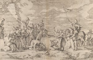 La muerte de Marco Atilio Régulo, mostrado siendo clavado en un barril por los cartagineses, ca. 1661-62 de Salvator Rosa
