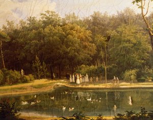 Estanque de peces en el Real Bosco de Portici, por Salvatore Fergola (1799-1877) de Salvatore Fergola