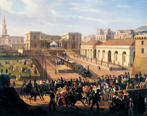 Inauguración del ferrocarril Nápoles-Portici, 3 de octubre de Salvatore Fergola