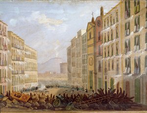 Risorgimento: Barricadas en el barrio de Santa Brigida en Nápoles de Salvatore Fergola