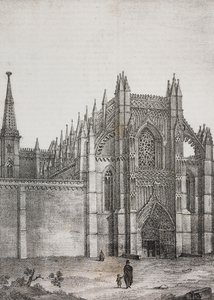 Monasterio de Batalha, Portugal, litografía de Salvatore Puglia de Poliorama Pittoresco, n 33, 22 de marzo de Salvatore Puglia