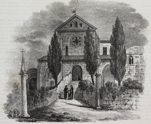 Abadía de Casamari, Veroli, Lacio, Italia, litografía de Salvatore Puglia de Poliorama Pittoresco, n 47, 1 de julio de Salvatore Puglia