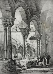 Claustro de la Iglesia de Santo Domingo, Palermo, litografía de Salvatore Puglia de Poliorama Pittoresco, n 11, 23 de octubre de Salvatore Puglia