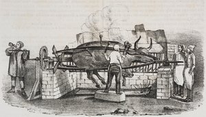 Asado colosal, litografía de Salvatore Puglia del Poliorama Pittoresco, n 4, 2 de septiembre