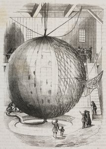 Globo aerostático de cobre inventado por Edmond Marey-Monge, Francia, litografía de Salvatore Puglia del Poliorama Pittoresco, n 41, 18 de mayo. de Salvatore Puglia