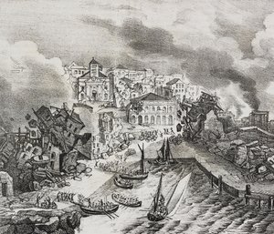 Destrucción de Pointe-Pitre durante el terremoto del 8 de febrero