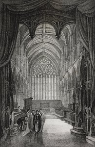 Interior de la catedral de Carlisle, Reino Unido, litografía de Salvatore Puglia de Poliorama Pittoresco, n 25, 25 de enero de Salvatore Puglia