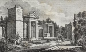Cementerio Pere-Lachaise, París, Francia, litografía de Salvatore Puglia de Poliorama Pittoresco, n 19, 17 de diciembre de Salvatore Puglia